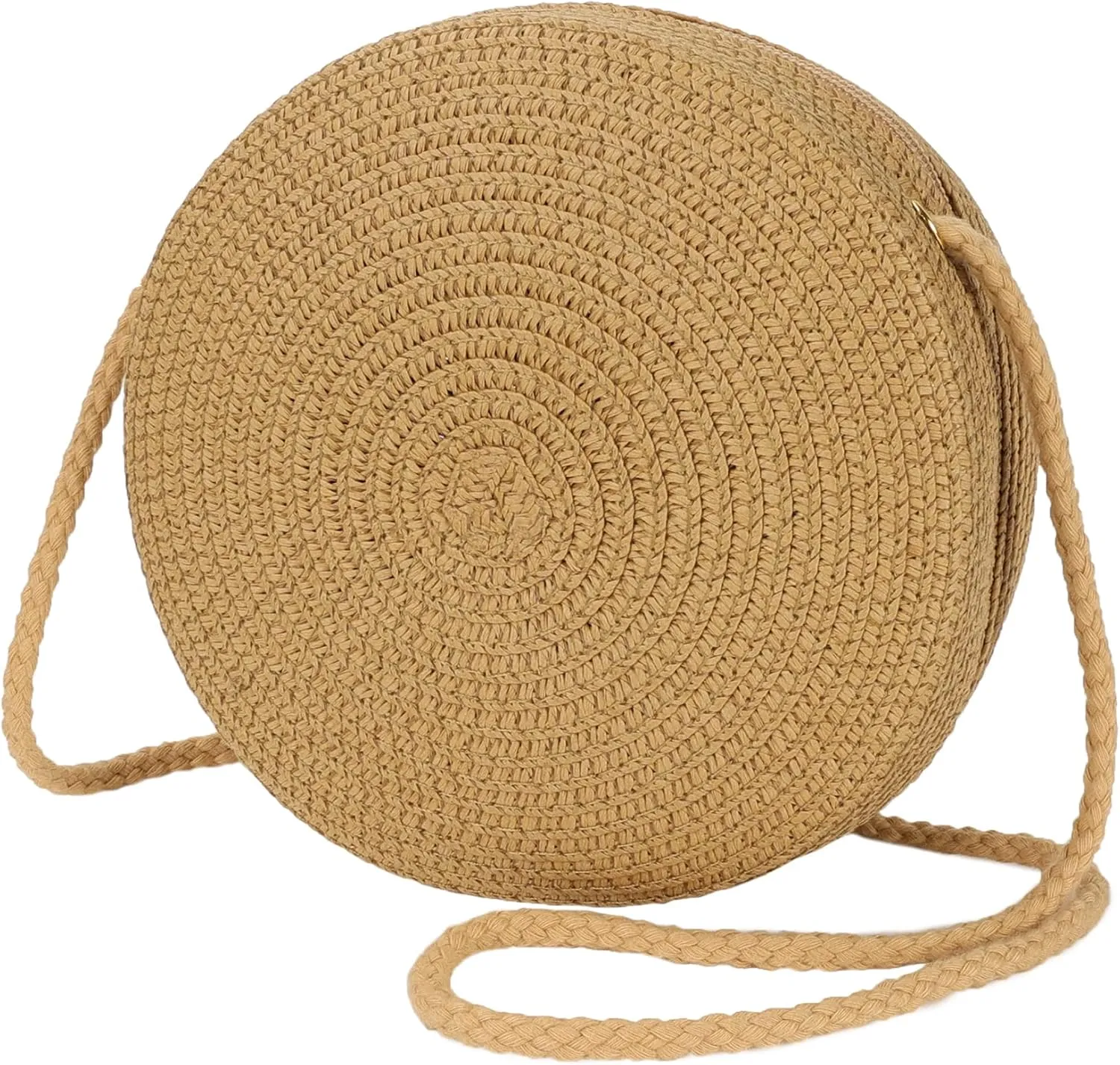 Womens Small Round Straw Crossbody Bag Beach Shoulder Bag Handbag Purse for Summer