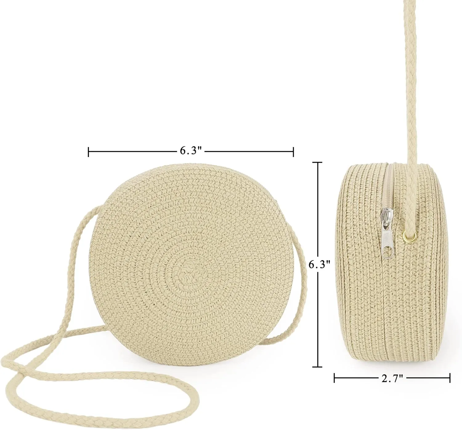 Womens Small Round Straw Crossbody Bag Beach Shoulder Bag Handbag Purse for Summer