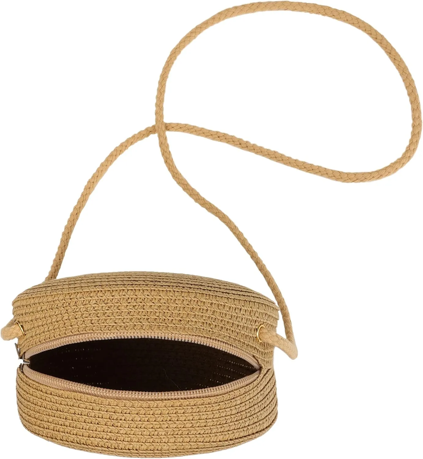Womens Small Round Straw Crossbody Bag Beach Shoulder Bag Handbag Purse for Summer