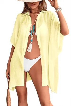 Womens Swimsuit Cover Up Shirts Oversized Beach Bikini Bathing Suit Coverups Beachwear Button Up