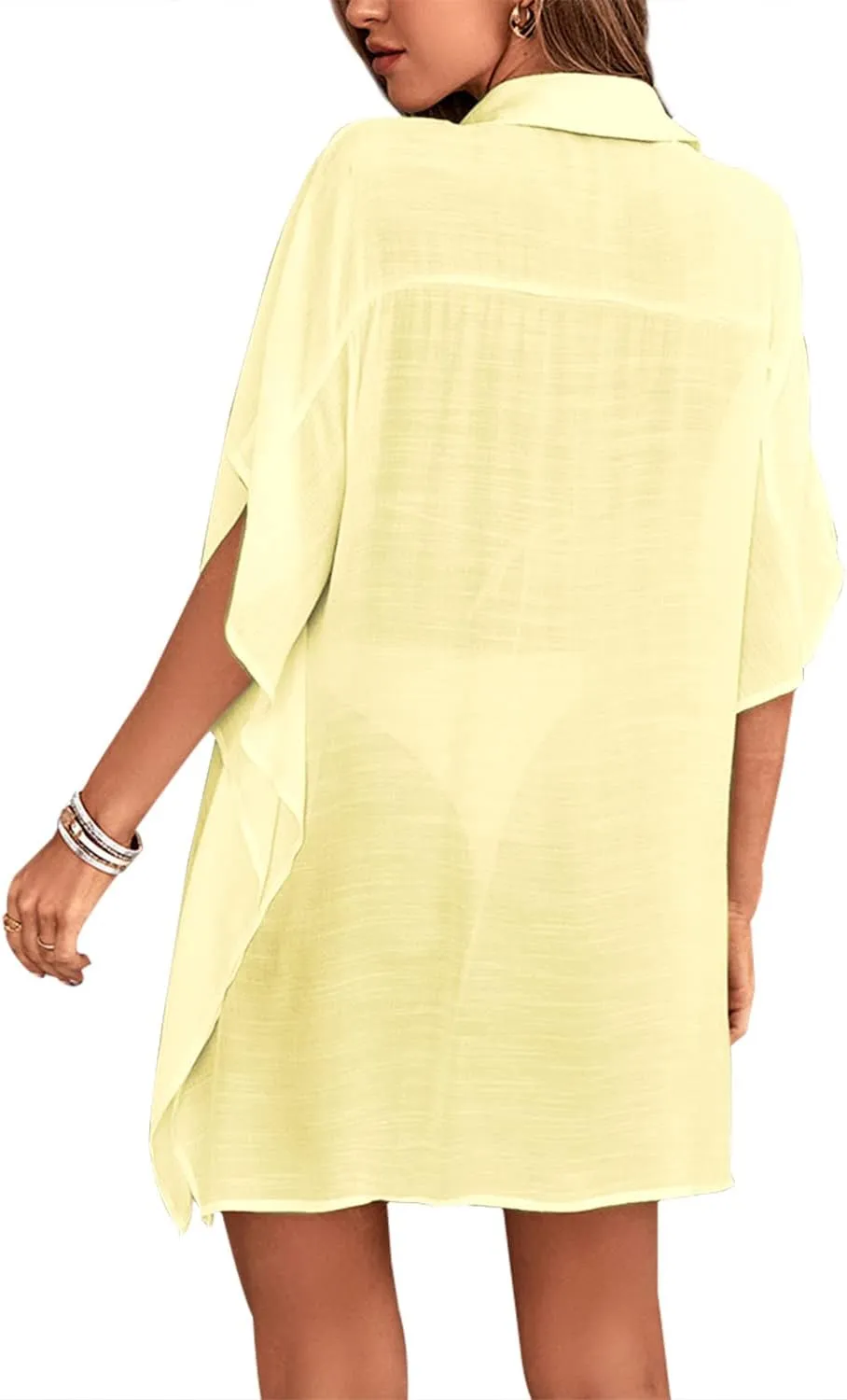 Womens Swimsuit Cover Up Shirts Oversized Beach Bikini Bathing Suit Coverups Beachwear Button Up