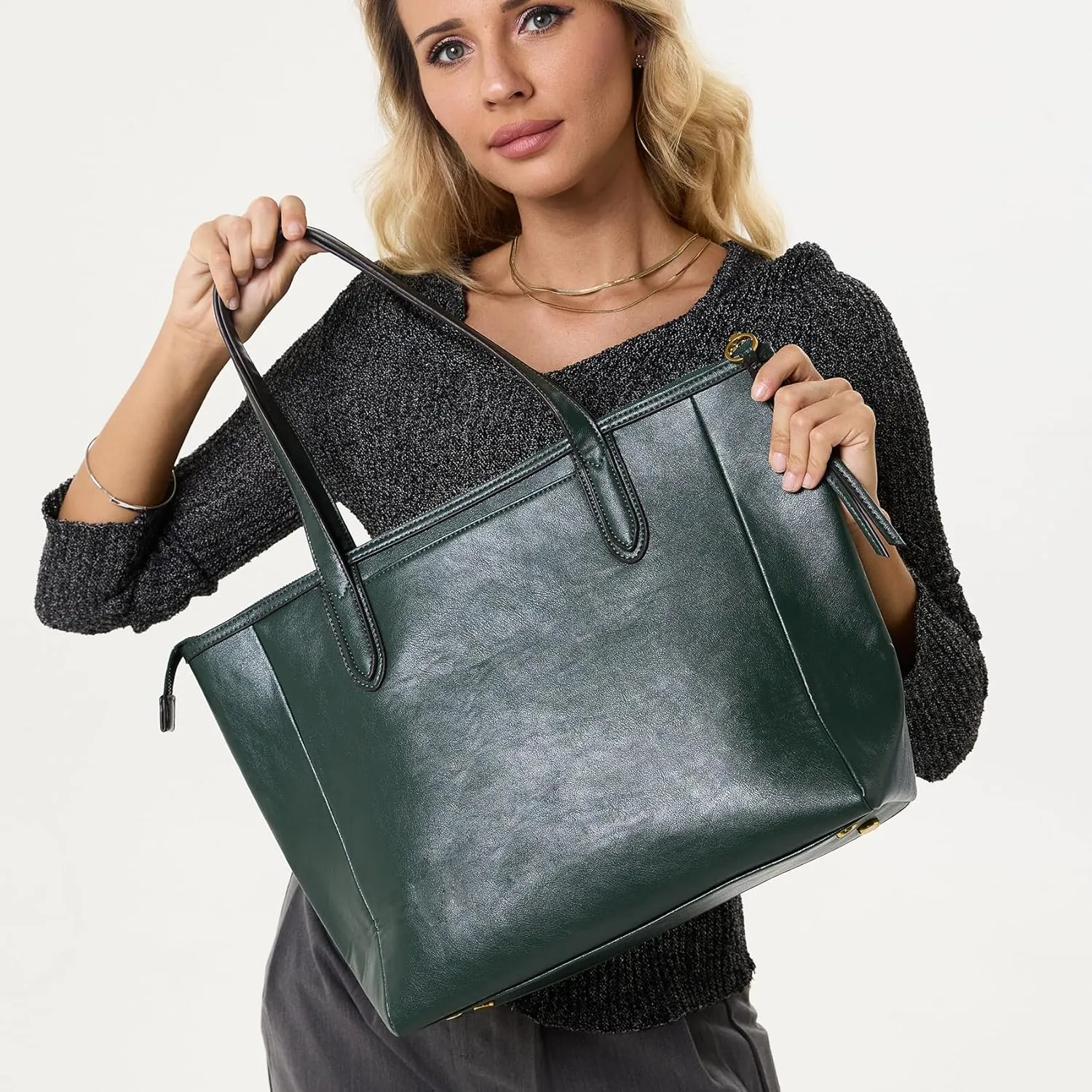 Women's Tote Bag Leather Handbag for Women 16L Large Capacity Travel Purses Ladies Shoulder Bags