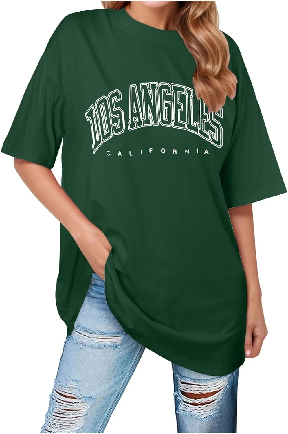 Womens Trendy Los Angeles California Tops Graphic Cute Workout Loose Fit Tshirt 2025 Oversized Casual Summer Elegant