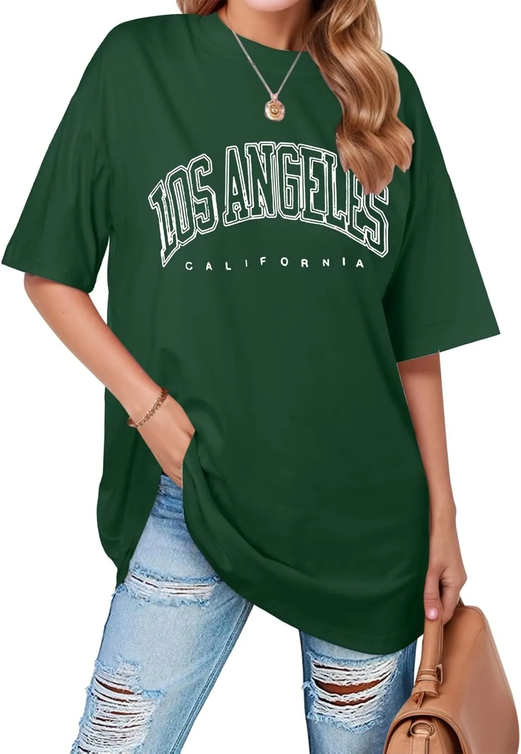 Womens Trendy Los Angeles California Tops Graphic Cute Workout Loose Fit Tshirt 2025 Oversized Casual Summer Elegant