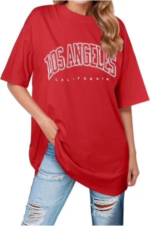 Womens Trendy Los Angeles California Tops Graphic Cute Workout Loose Fit Tshirt 2025 Oversized Casual Summer Elegant
