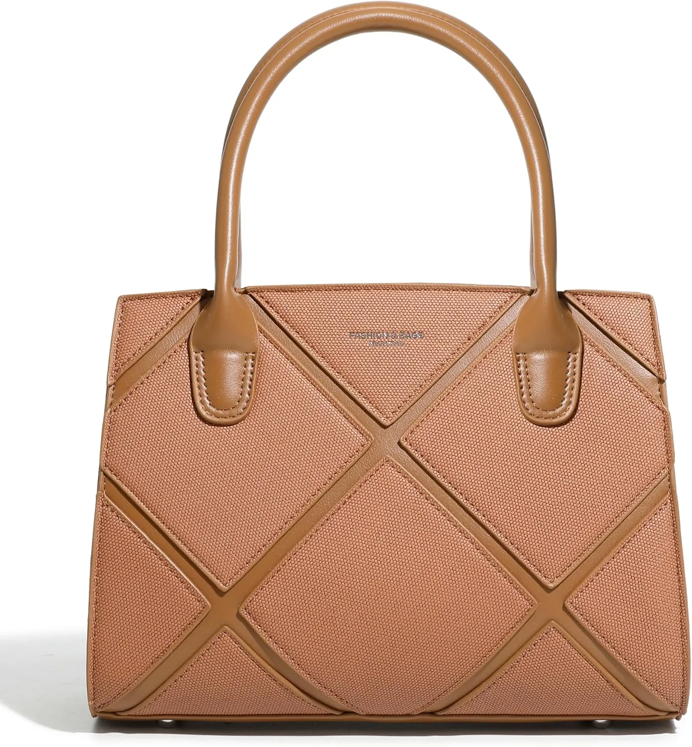 Women's Vegan Leather Top Handle Crossbody Satchel Tote Work Bag in Checkered Pattern