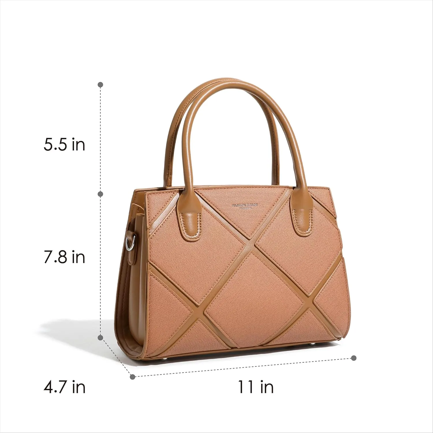 Women's Vegan Leather Top Handle Crossbody Satchel Tote Work Bag in Checkered Pattern
