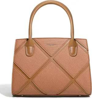 Women's Vegan Leather Top Handle Crossbody Satchel Tote Work Bag in Checkered Pattern