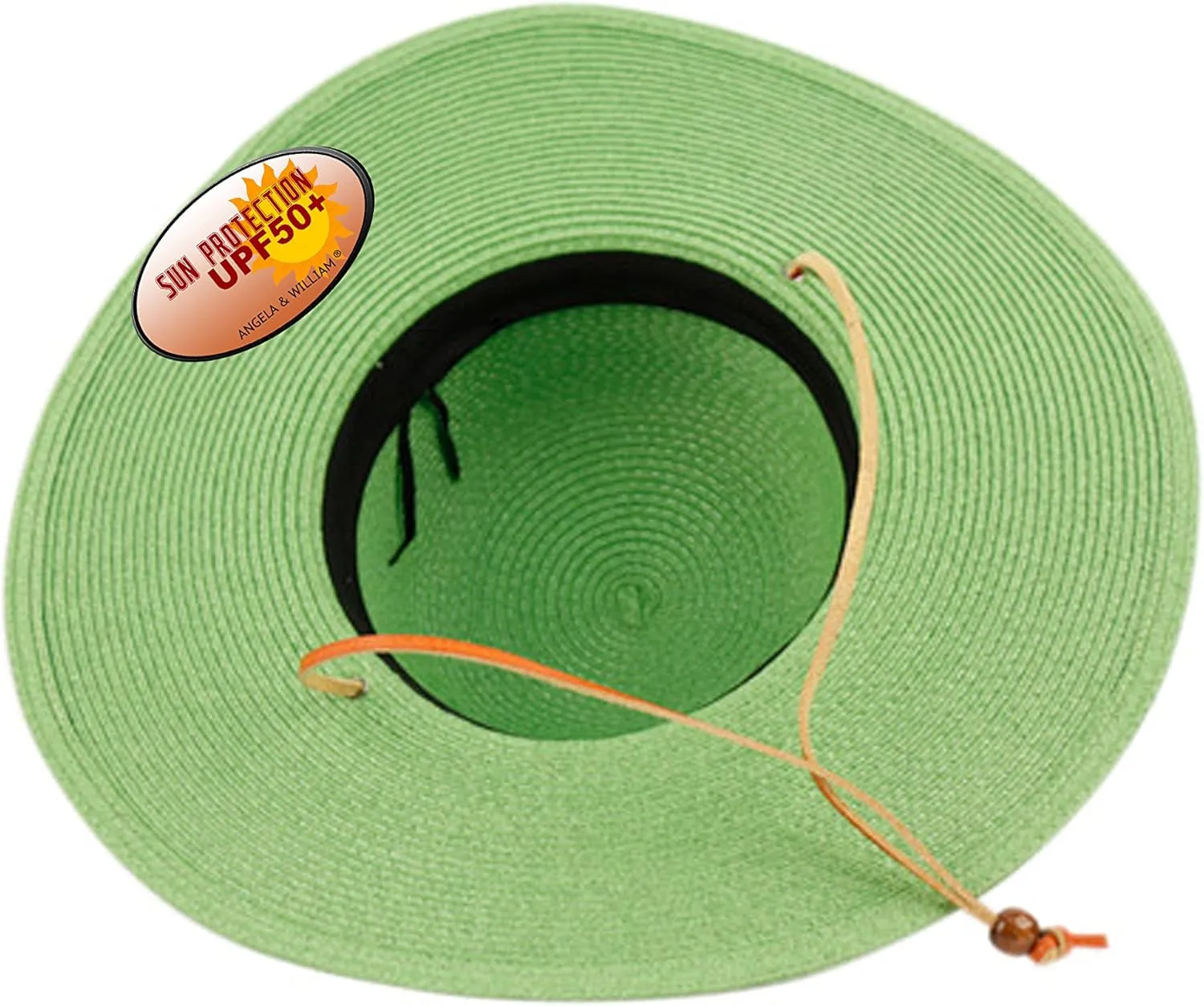 Women's Wide Brim Braided Sun Hat with Wind Lanyard Rated UPF 50  Sun Protection-FL2403