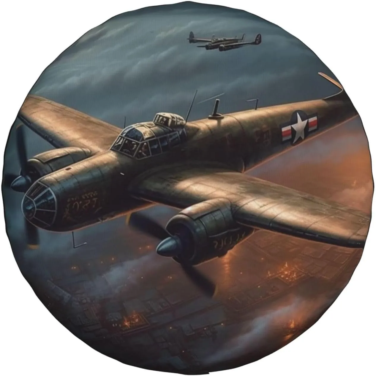 World War Aircraft Tire Cover Outdoor Waterproof Snow Sun Rain Wheel Cover Portable Wheel Bags Camper Spare Tire Cover Universal Car Tire Protectors for Trailer RV SUV