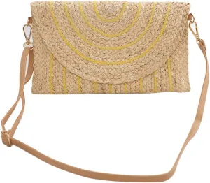 Woven Shoulder Bag with Adjustable Strap Trendy Crossbody Bag Flap Summer Beach Envelope Wallet Straw Bag for Wome