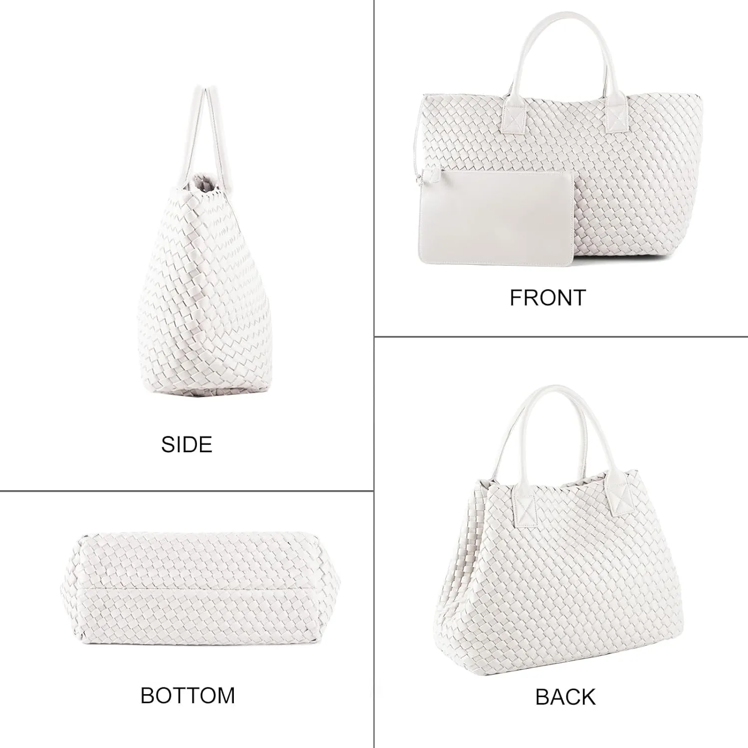 Woven Tote Bag for Women Retro Handwoven Shoulder Travel Handbag Large Capacity Hobo Vegan Leather Bags with Purse
