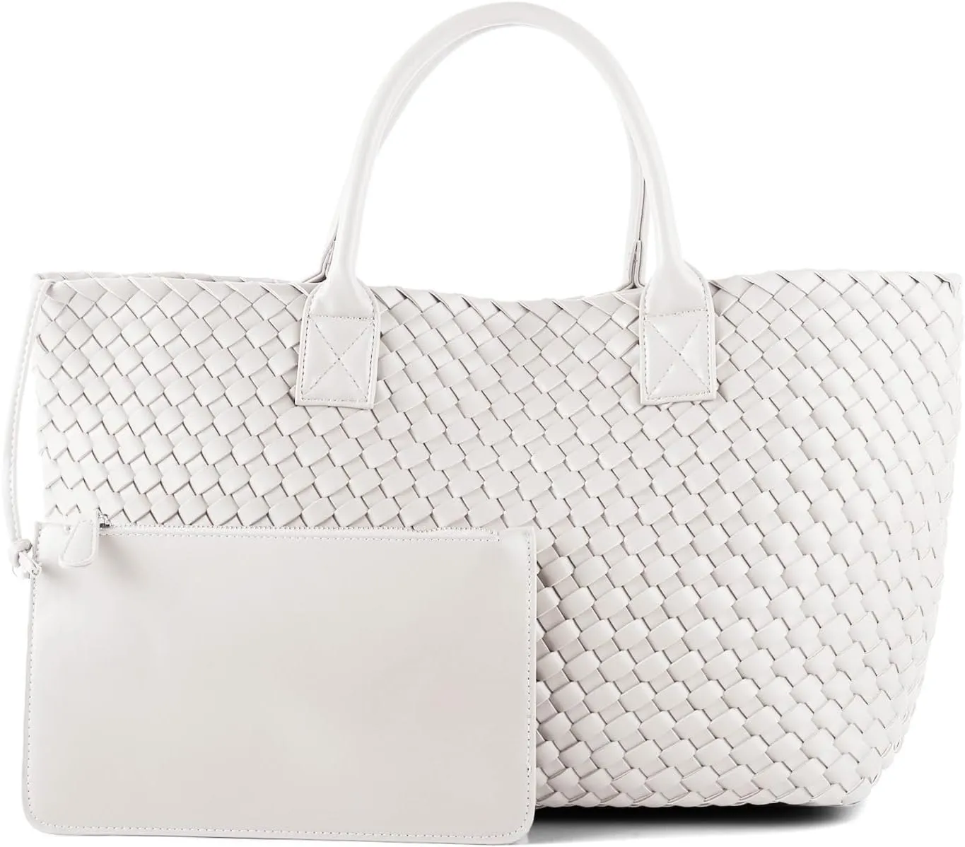 Woven Tote Bag for Women Retro Handwoven Shoulder Travel Handbag Large Capacity Hobo Vegan Leather Bags with Purse