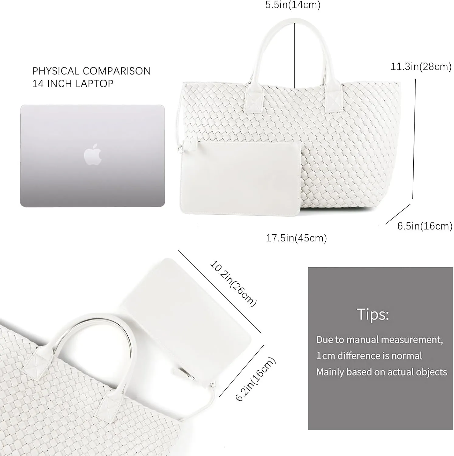 Woven Tote Bag for Women Retro Handwoven Shoulder Travel Handbag Large Capacity Hobo Vegan Leather Bags with Purse