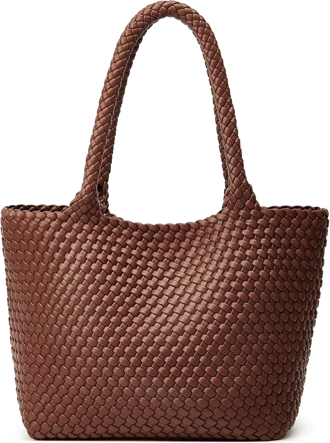 Woven Tote Bag Womens Purse: Vegan Leather Shoulder Handbags - Fashion Summer Beach Tote Bags - Large Travel Totes