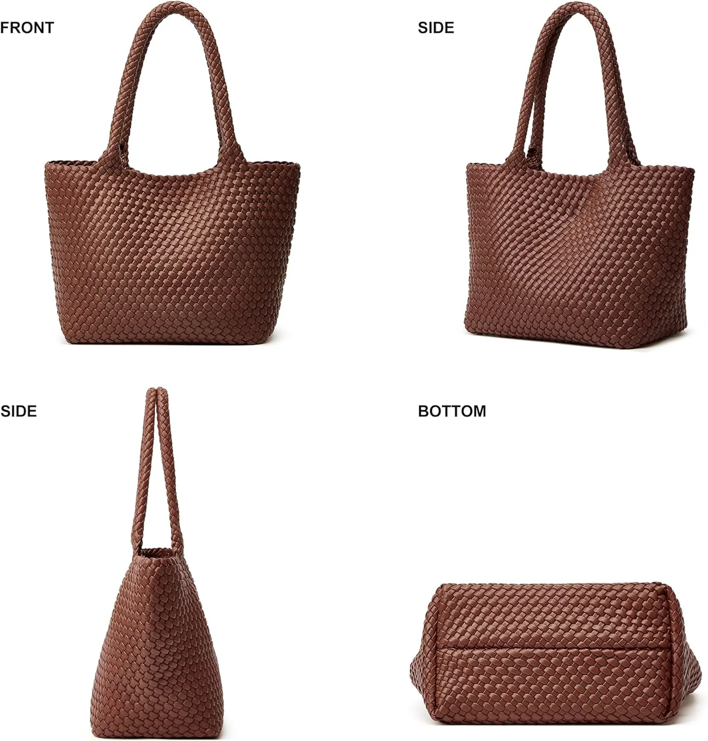 Woven Tote Bag Womens Purse: Vegan Leather Shoulder Handbags - Fashion Summer Beach Tote Bags - Large Travel Totes