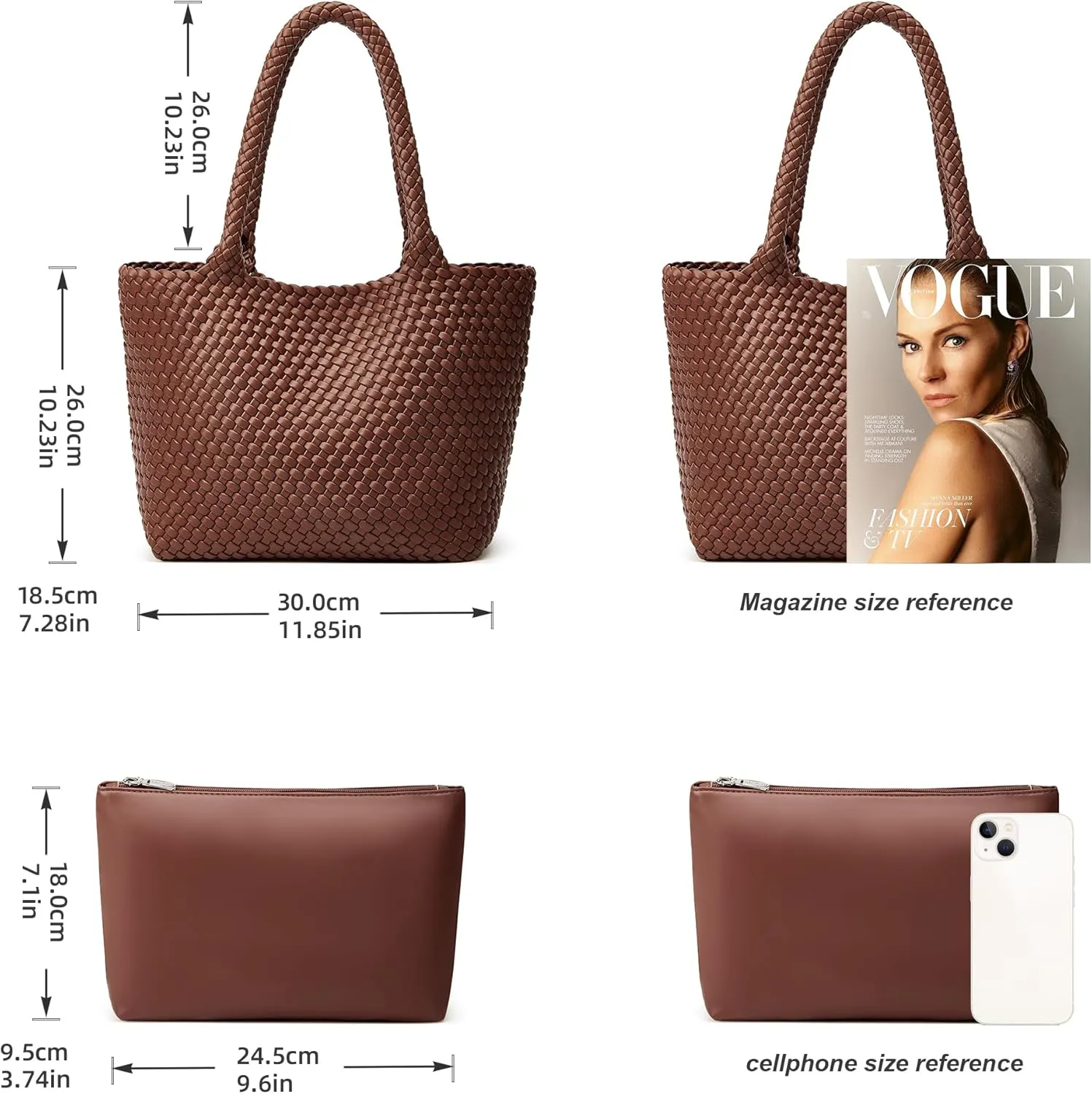 Woven Tote Bag Womens Purse: Vegan Leather Shoulder Handbags - Fashion Summer Beach Tote Bags - Large Travel Totes