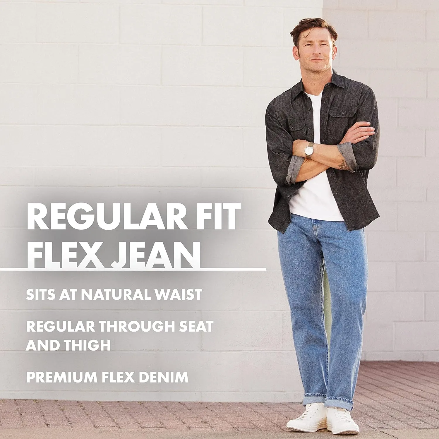 Wrangler Authentics Men's Regular Fit Comfort Flex Waist Jean