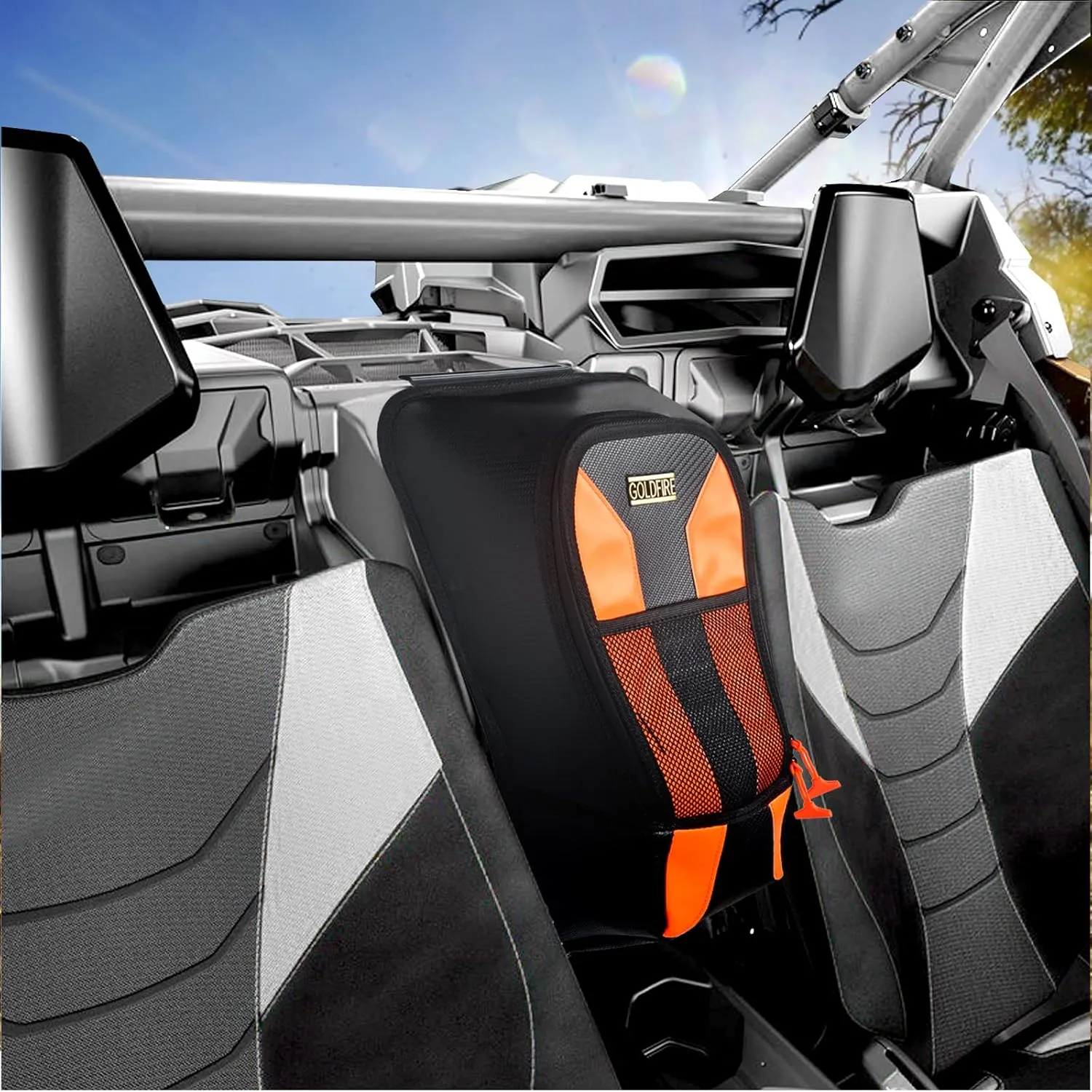 X3 Center Seat Storage Bag Compatible with Can Am Maverick X3, Shoulder Between Seat Storage Bag For Can Am Maverick X3 MAX/DS/RC/RS/Turbo/R RR 2017-2024 (Orange)