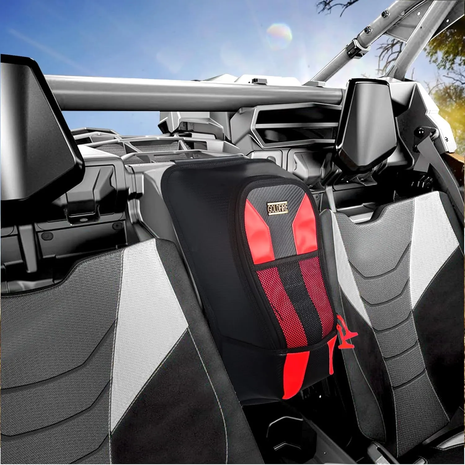 X3 Center Seat Storage Bag Compatible with Can Am Maverick X3, Shoulder Between Seat Storage Bag For Can Am Maverick X3 MAX/DS/RC/RS/Turbo/R RR 2017-2024 (Red)