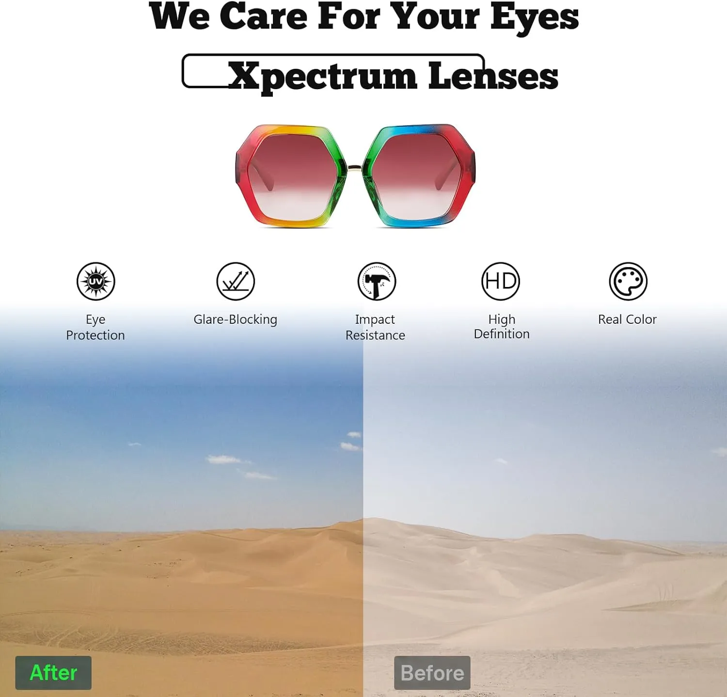 Xpectrum Trendy Extra Large Womens Sunglasses Retro Hexagonal Thick Frame Vintage Oversized Glasses