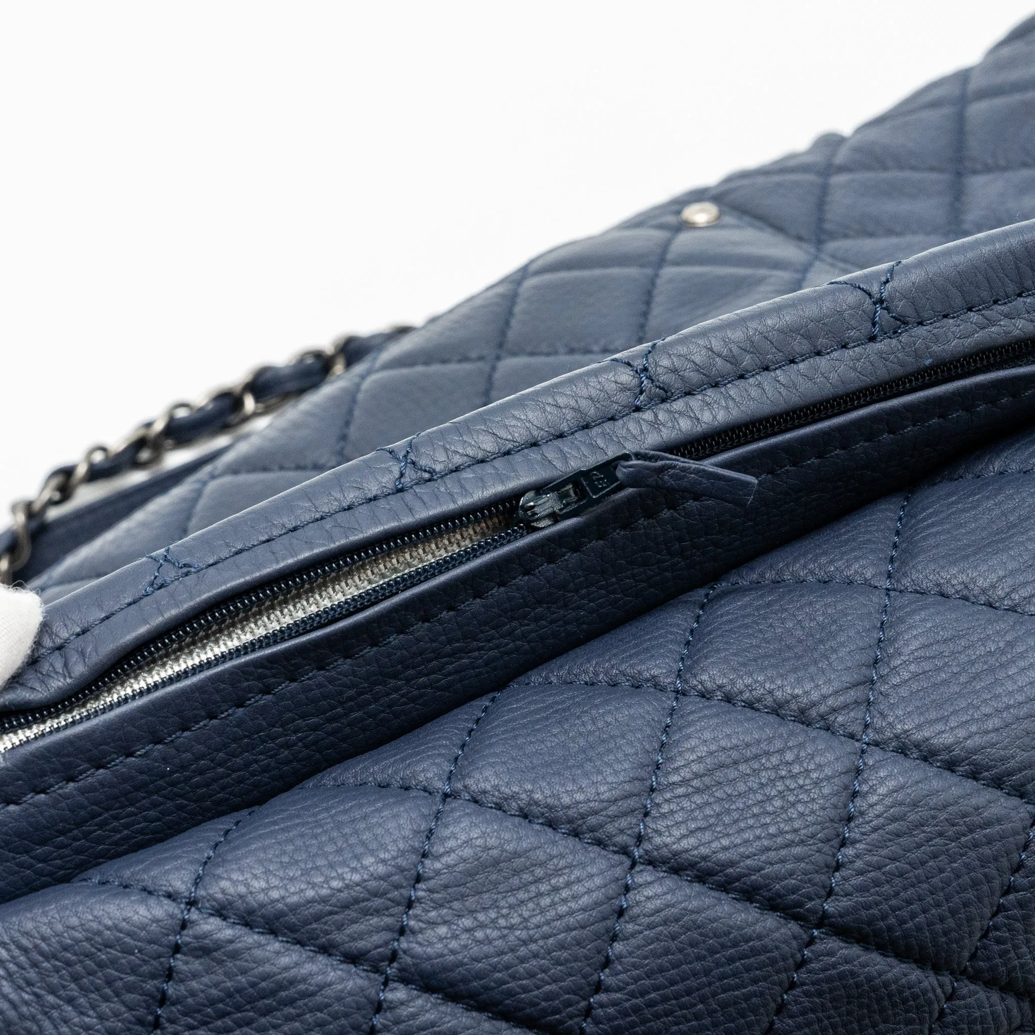 XXL blue Performance-optimized flap hardware ruthenium grained dark airline Customizable bag Chanel calfskin classic