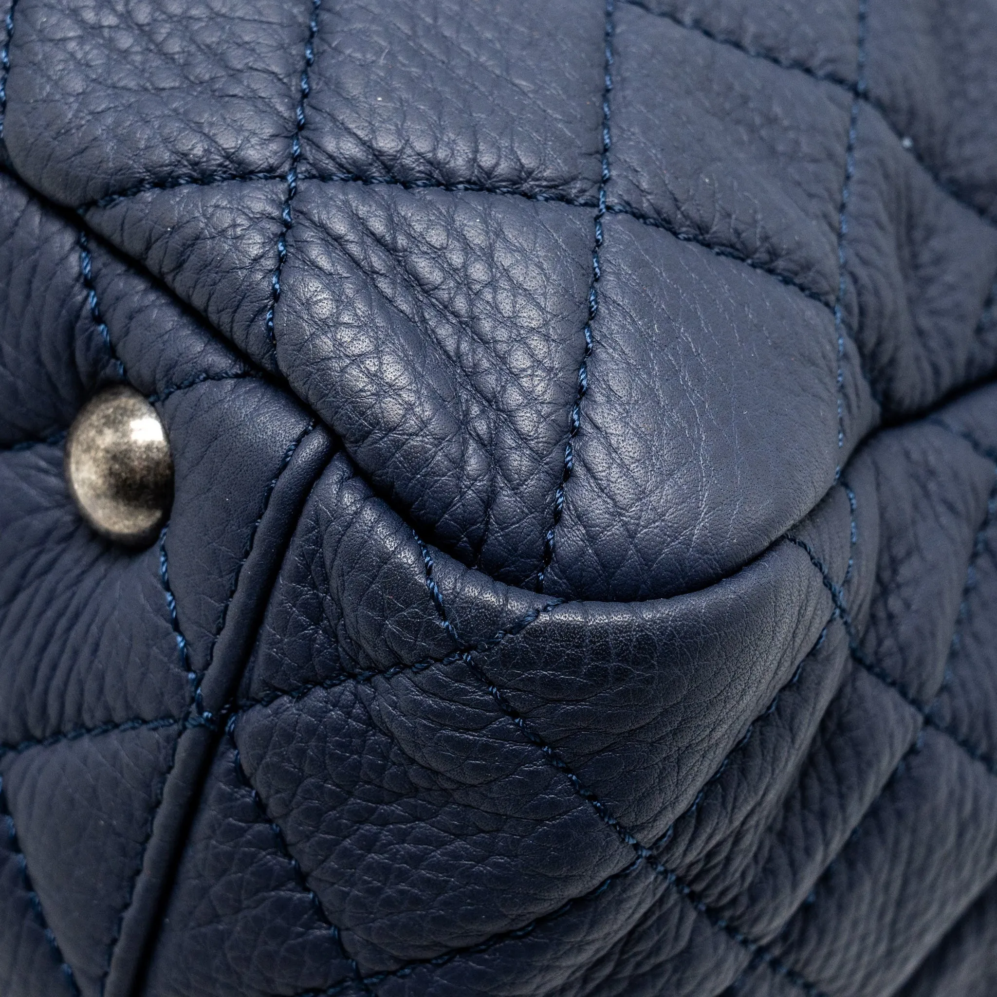 XXL blue Performance-optimized flap hardware ruthenium grained dark airline Customizable bag Chanel calfskin classic