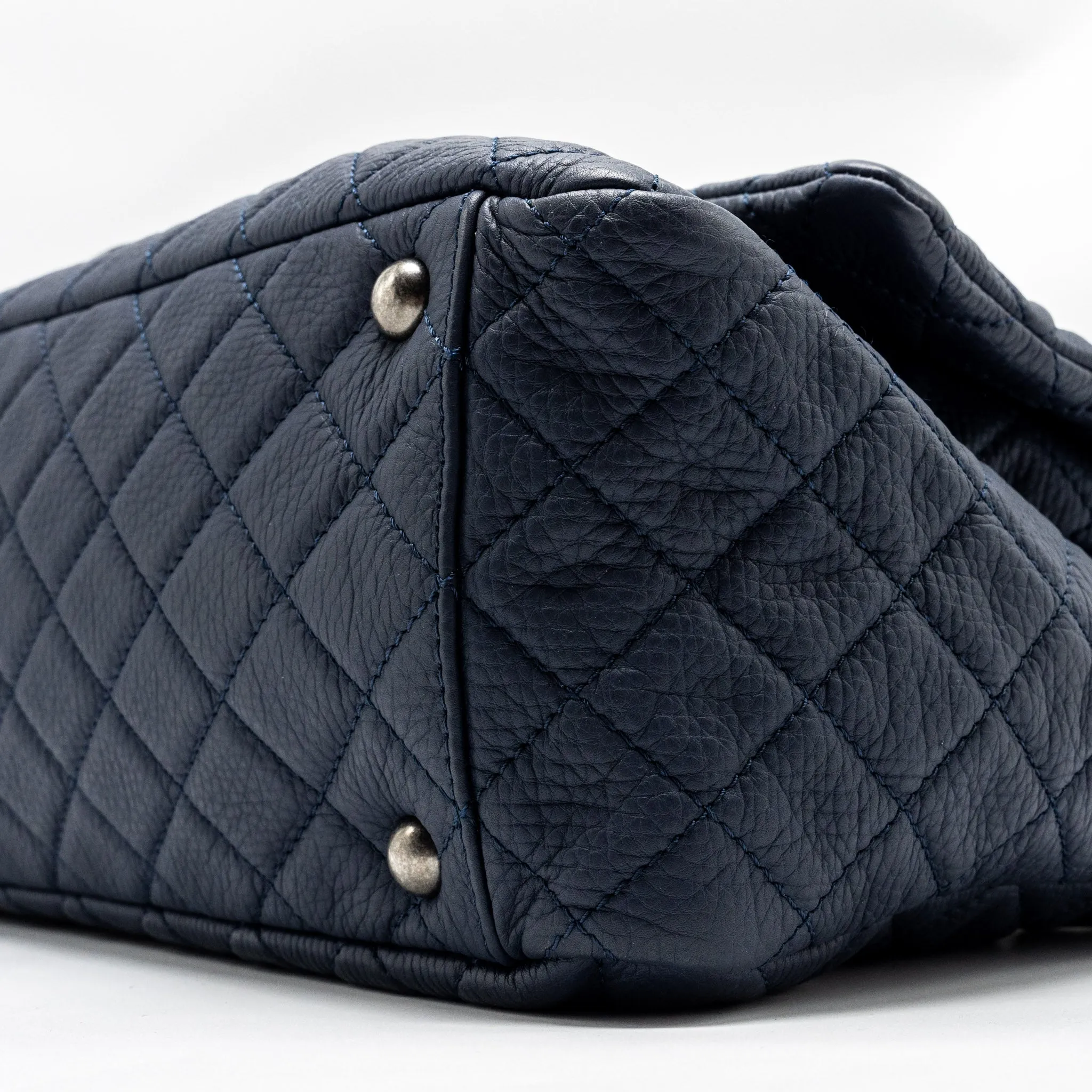 XXL blue Performance-optimized flap hardware ruthenium grained dark airline Customizable bag Chanel calfskin classic