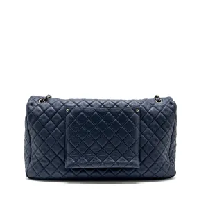 XXL blue Performance-optimized flap hardware ruthenium grained dark airline Customizable bag Chanel calfskin classic