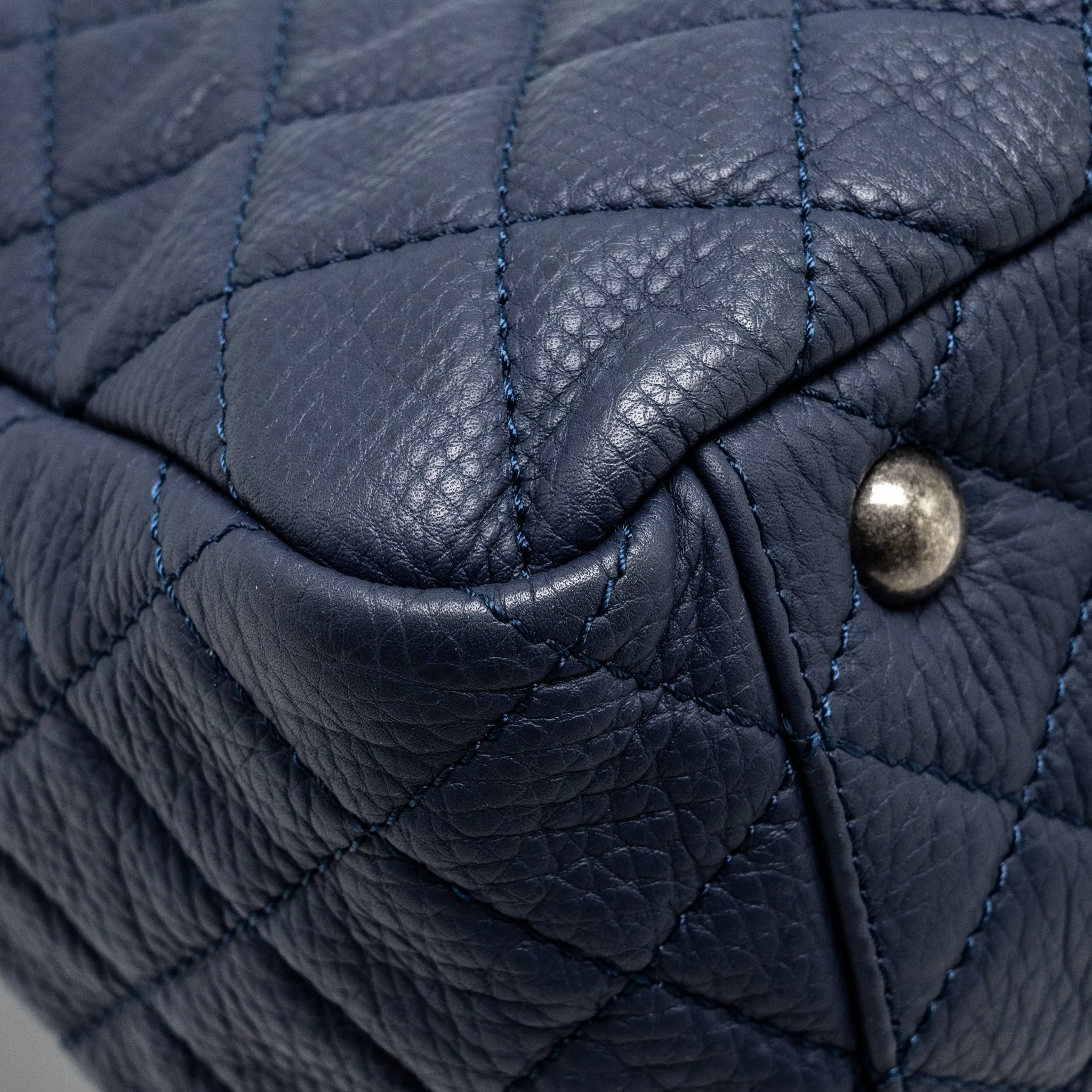 XXL blue Performance-optimized flap hardware ruthenium grained dark airline Customizable bag Chanel calfskin classic