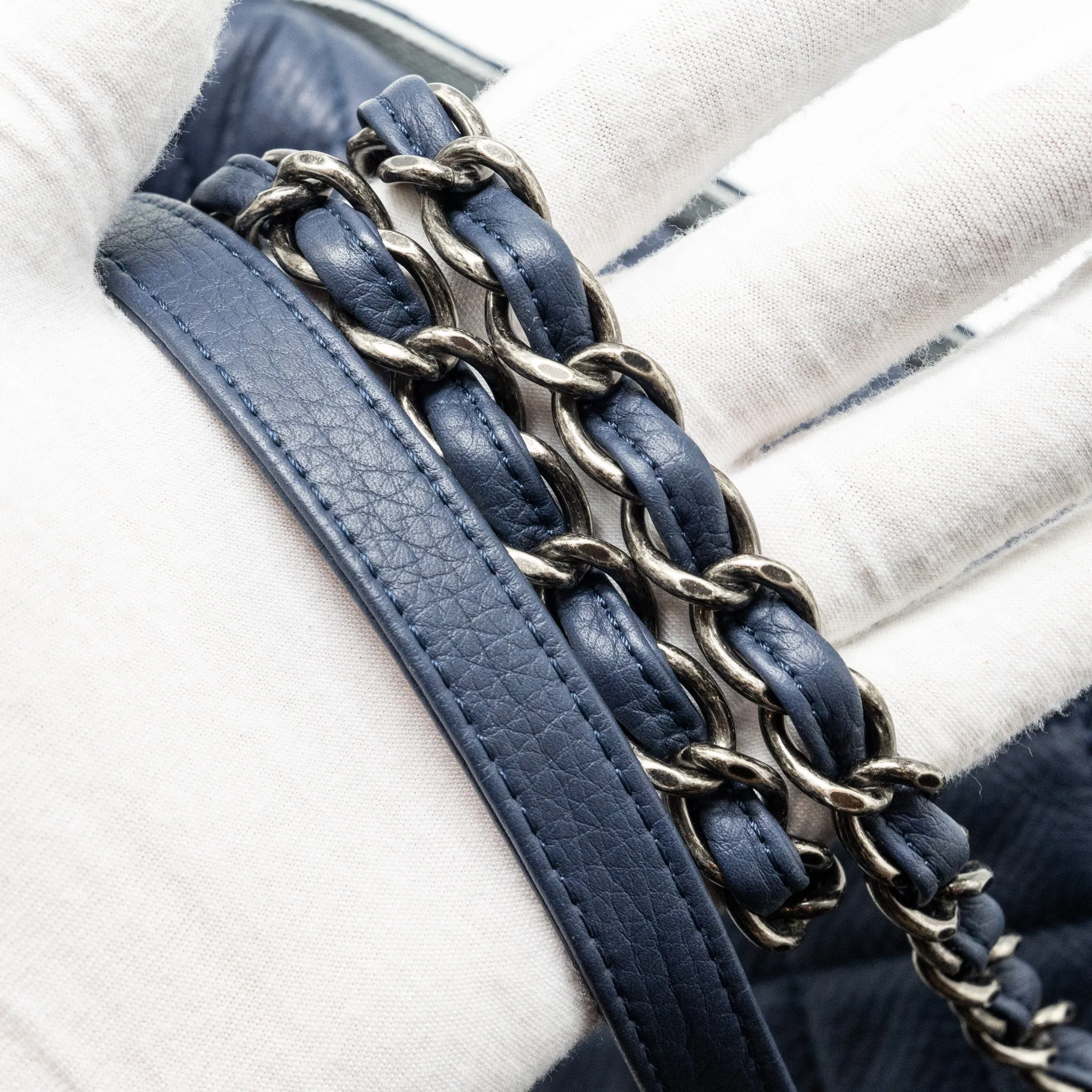 XXL blue Performance-optimized flap hardware ruthenium grained dark airline Customizable bag Chanel calfskin classic
