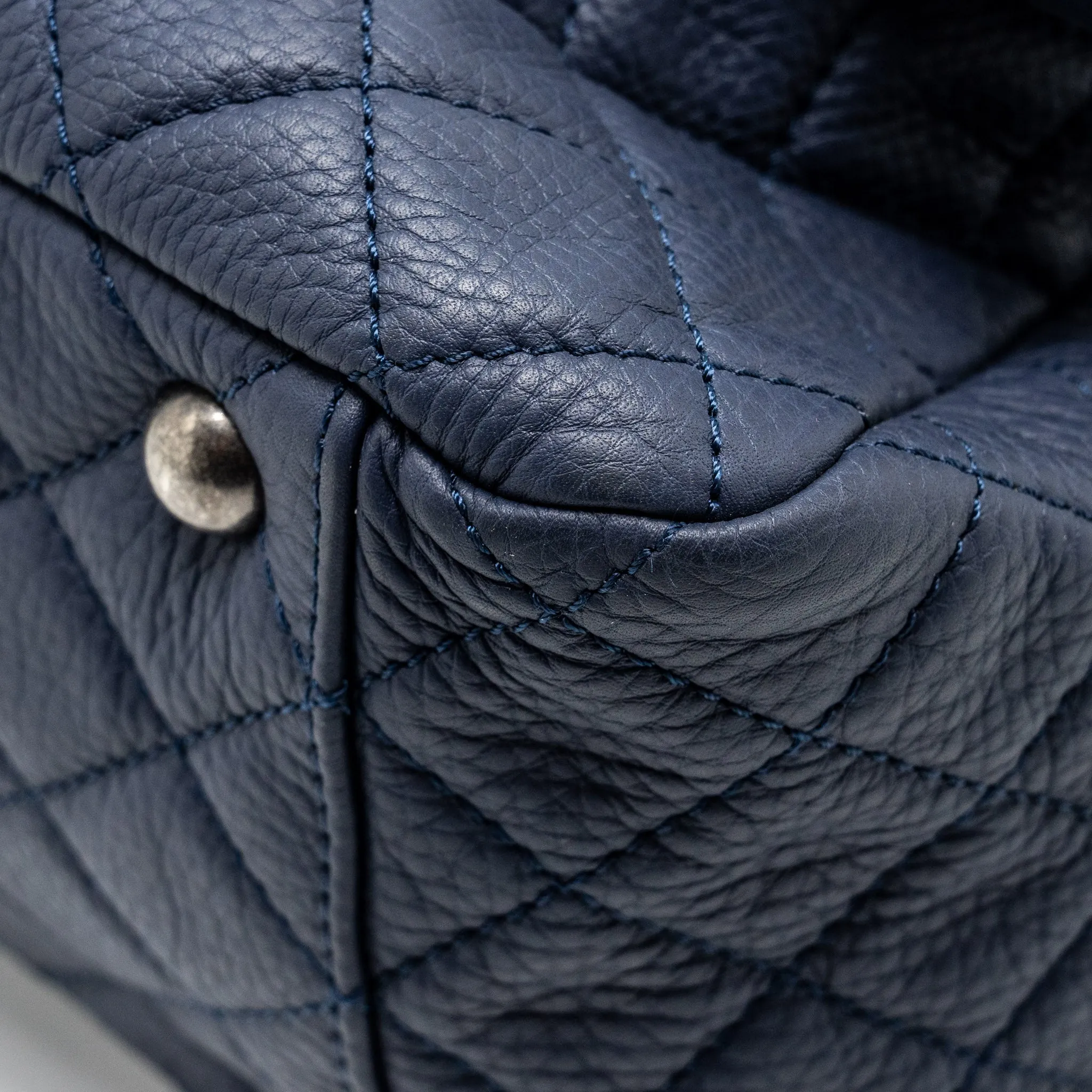 XXL blue Performance-optimized flap hardware ruthenium grained dark airline Customizable bag Chanel calfskin classic