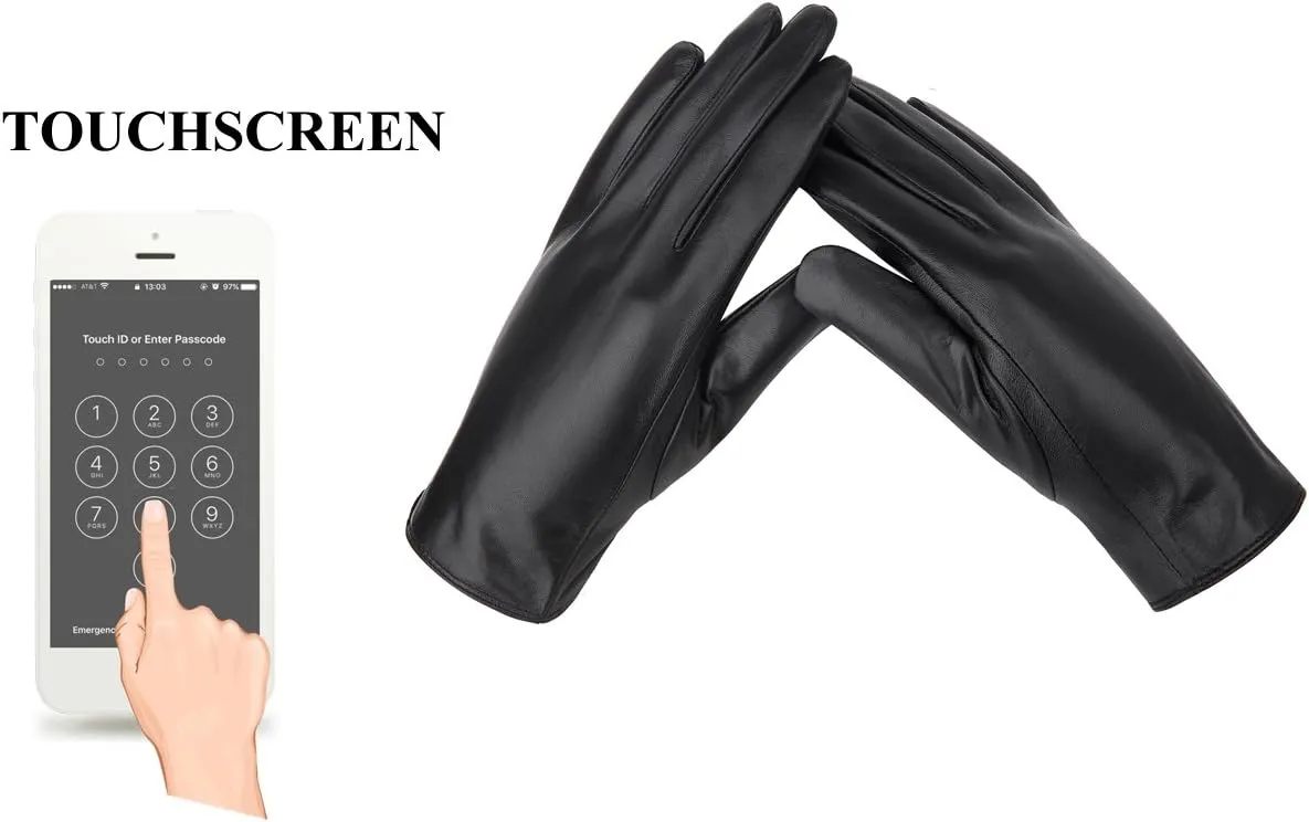 YISEVEN Men's Lambskin Leather Gloves