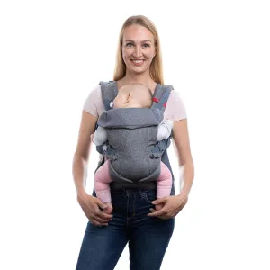 YOU ME 4-in-1 Newborn to Toddler Chest Carrier - All Positions Front and Back Baby Carriers - Includes 2-in-1 Bandana Bib - Holder for 8-32 lbs (Grey Mesh)