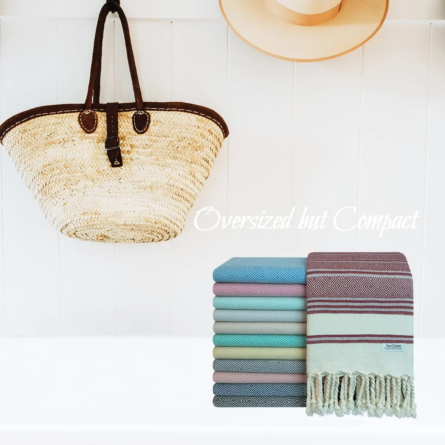 Your Choice Turkish Beach Towel (71x41) - 100% Conton Turkish Towel Diamond Weave, Sand Free Quick Dry Beach Towels Oversized Clearance, Lightweight Compact Travel Towel - Color Red
