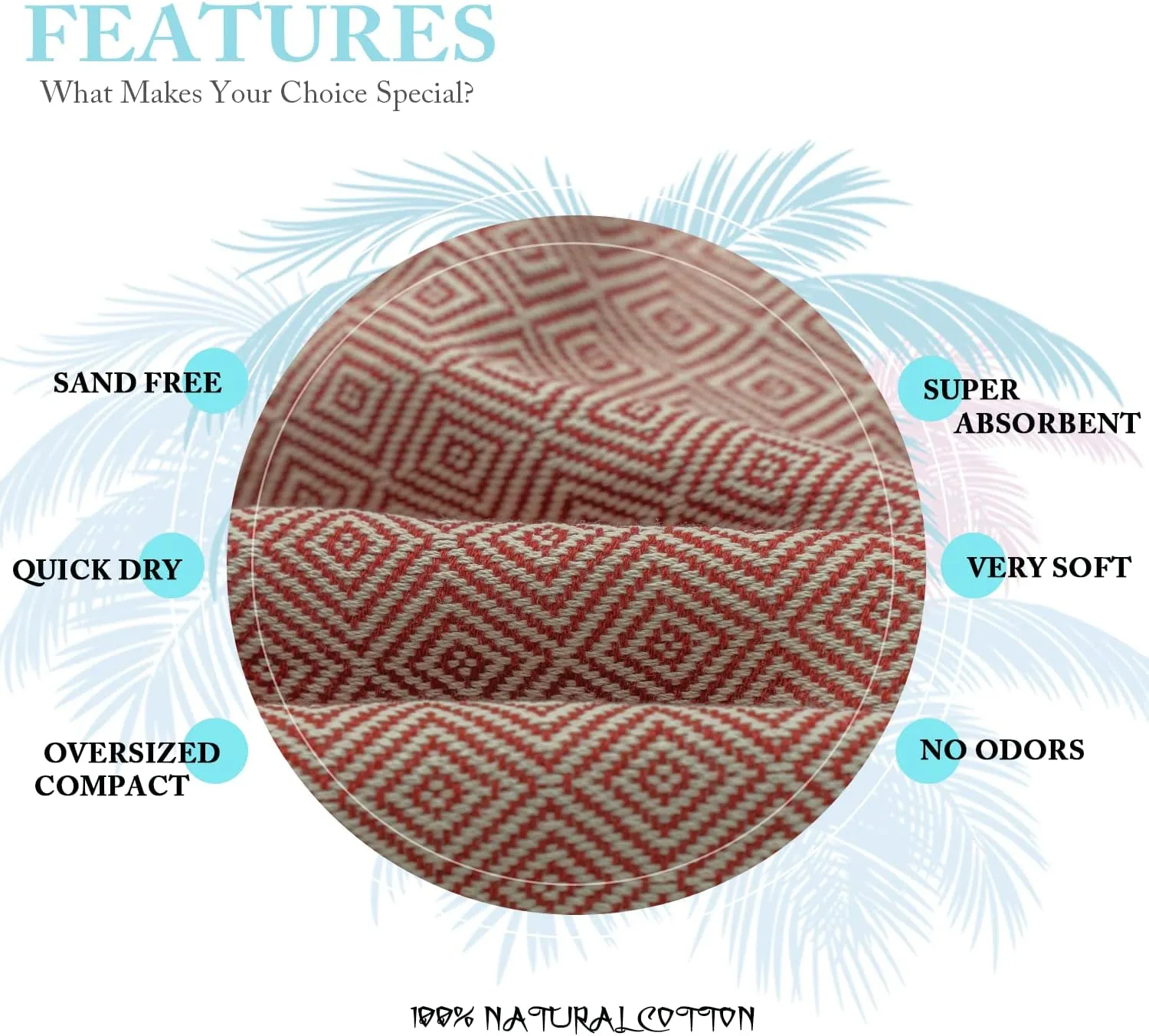 Your Choice Turkish Beach Towel (71x41) - 100% Conton Turkish Towel Diamond Weave, Sand Free Quick Dry Beach Towels Oversized Clearance, Lightweight Compact Travel Towel - Color Red