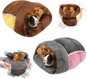 YUEPET 2 Pack Guinea Pig Hideout Portable Guinea Pig Pocket Bedding Cozy Cuddle Sack Snuggle Bag Bunny Bed for Small Animals Hamster Ferret Hedgehog Chinchilla Rabbit Cage Accessories (Grey Brown)