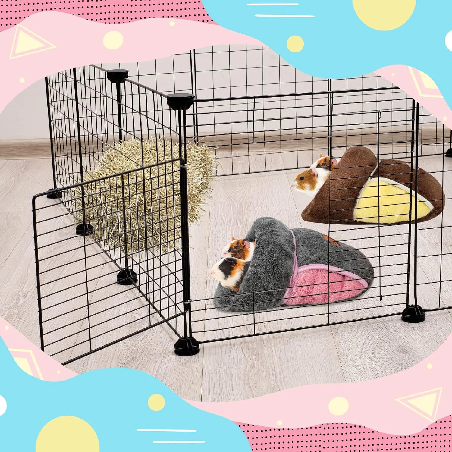 YUEPET 2 Pack Guinea Pig Hideout Portable Guinea Pig Pocket Bedding Cozy Cuddle Sack Snuggle Bag Bunny Bed for Small Animals Hamster Ferret Hedgehog Chinchilla Rabbit Cage Accessories (Grey Brown)