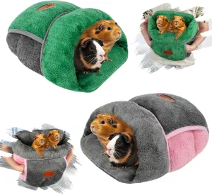 YUEPET 2 Pack Guinea Pig Hideout Portable Guinea Pig Pocket Bedding Cozy Cuddle Sack Snuggle Bag Bunny Bed for Small Animals Hamster Ferret Hedgehog Chinchilla Rabbit Cage Accessories (Grey Green)