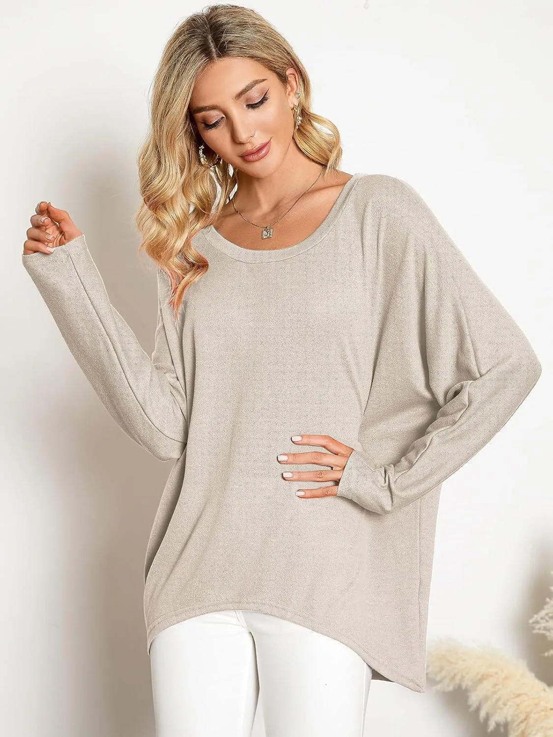 ZANZEA Women's Off-Shoulder Batwing Sleeve Blouse Casual Loose Oversized Baggy T-Shirt Sweater Pullover Top