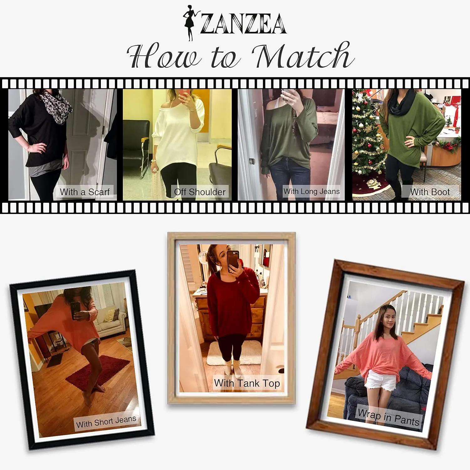 ZANZEA Women's Off-Shoulder Batwing Sleeve Blouse Casual Loose Oversized Baggy T-Shirt Sweater Pullover Top