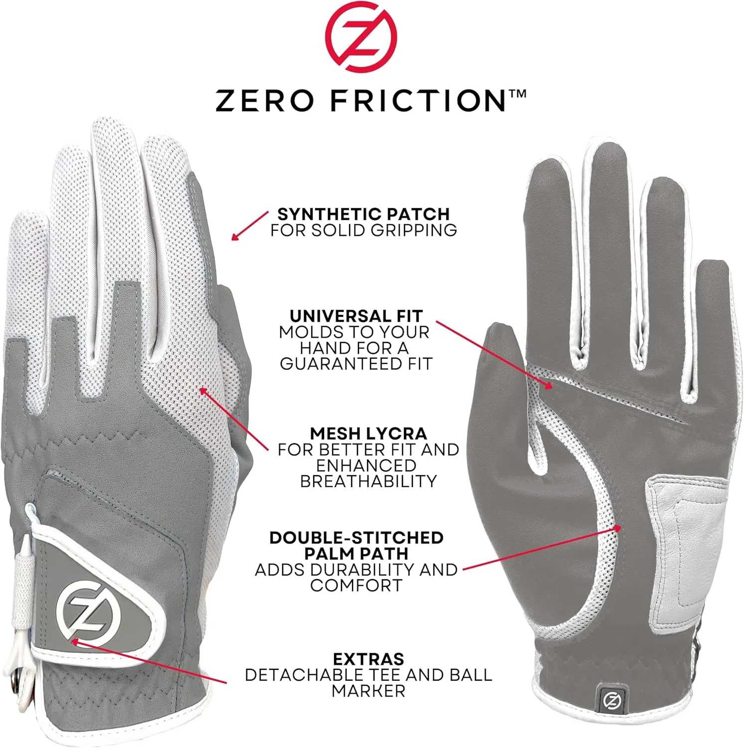 Zero Friction Women's Compression-Fit Synthetic Golf Glove - Universal Fit One Size (Pack of 6), Worn on Left Hand