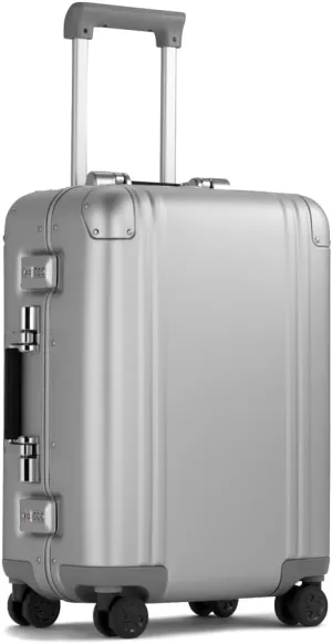 ZERO Halliburton Classic Aluminum 3.0 Continental Carry-On Zipperless Luggage, Hardside, Four Wheels, Auto-Return Pull Handle, Double Locks- TSA Accepted, Interior Divider, 22-Inch, 37L, Silver