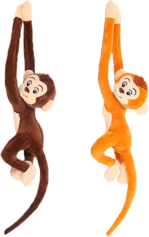 zhidiloveyou 2PCS Hanging Monkey Stuffed Animals Plush Cute Monkey Toy for Kids Adults, 27.6"