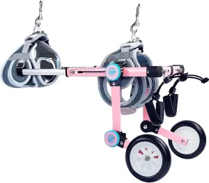 ZIMGOD Foldable Dog Cart for Hip Support Limb Recovery, Dog Rehabilitation Wheelchair Adjustable & Comfortable, Pet Assisted Walk Car with Wheels(Pink,XS(Widen))