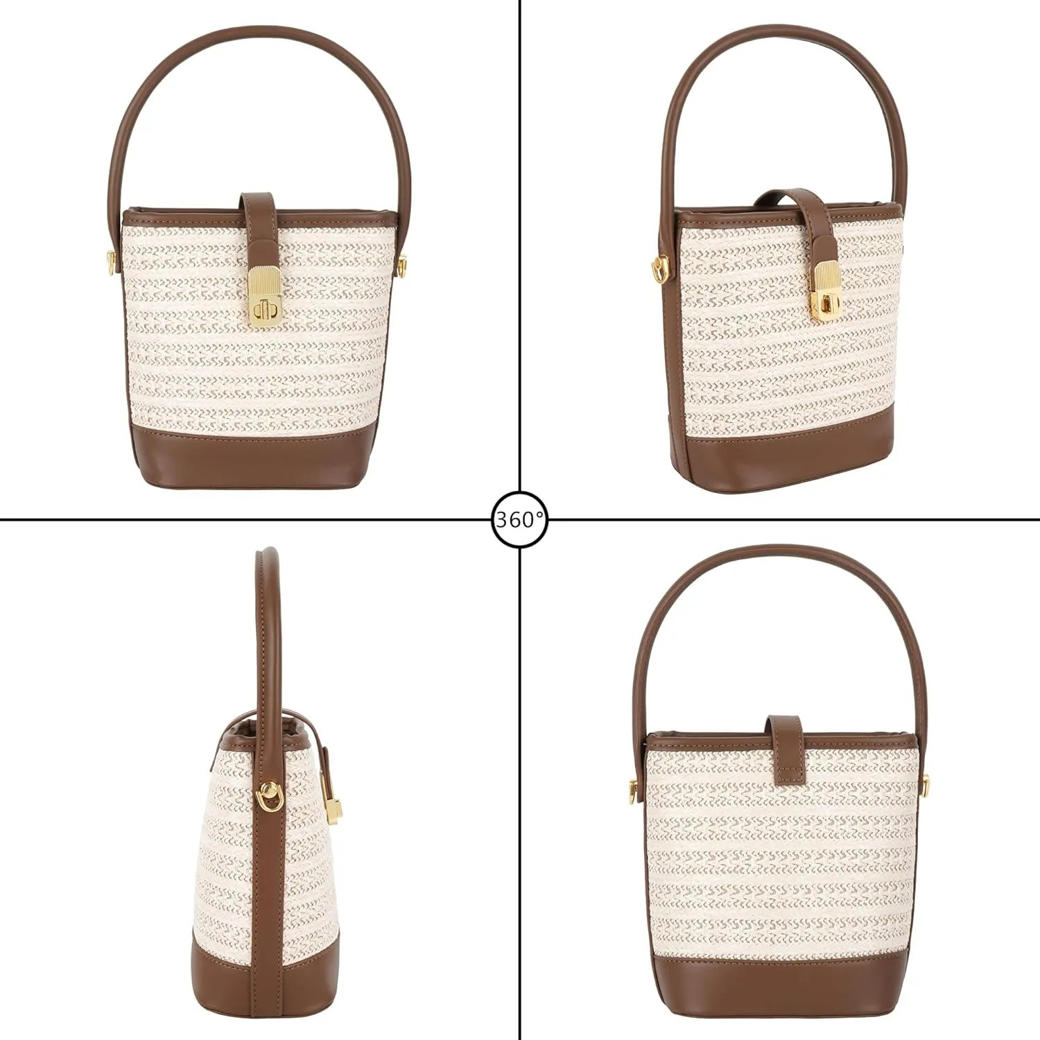 ZLM BAG US Women's Straw Top Handle Bag Handwoven Crochet Crossbody Shoulder Bag Summer Hobo Purse