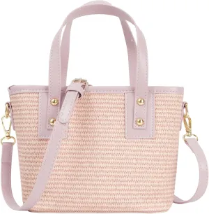 ZLM BAG US Women's Straw Top Handle Bag Handwoven Crochet Crossbody Shoulder Bag Summer Hobo Purse