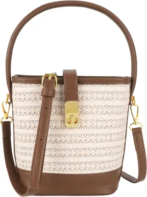 ZLM BAG US Women's Straw Top Handle Bag Handwoven Crochet Crossbody Shoulder Bag Summer Hobo Purse