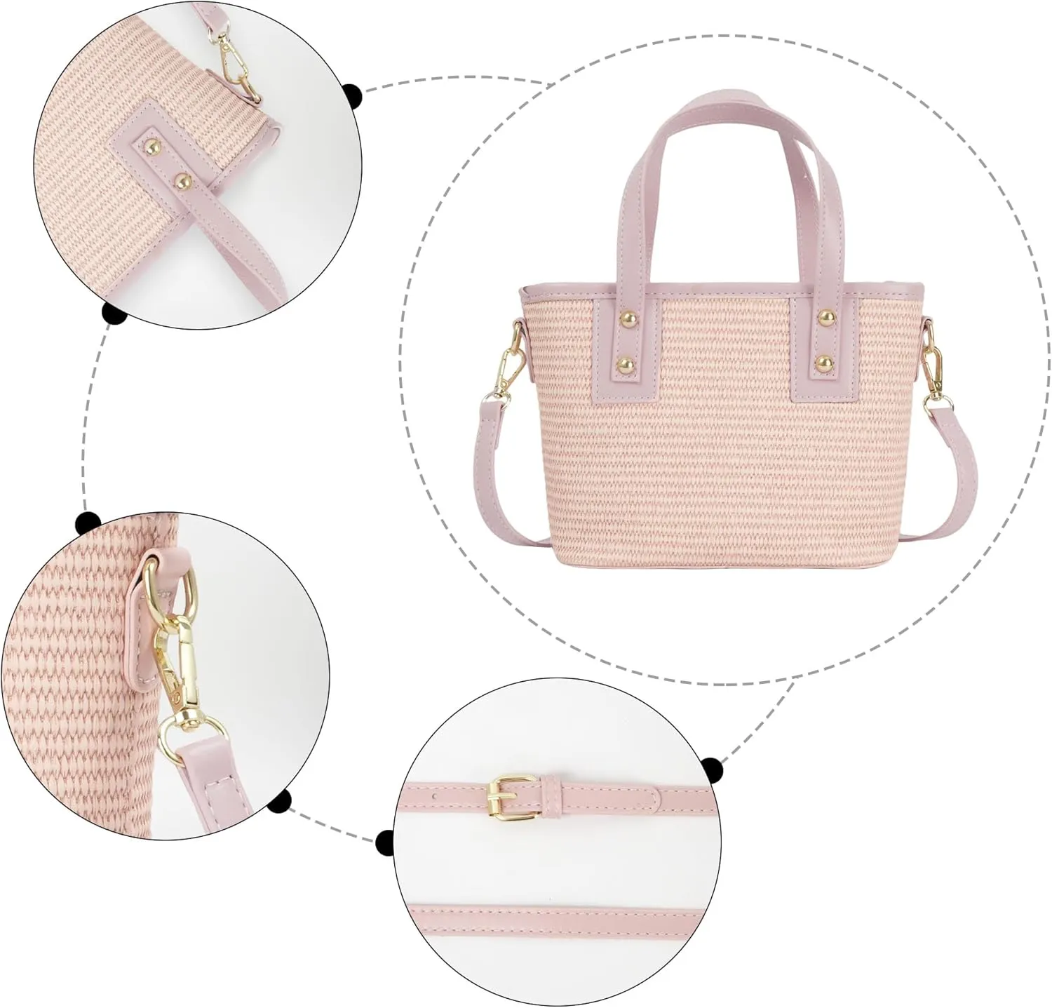 ZLM BAG US Women's Straw Top Handle Bag Handwoven Crochet Crossbody Shoulder Bag Summer Hobo Purse